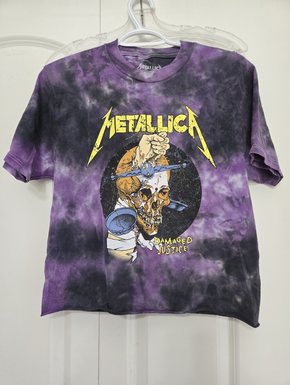 Metallica Vintage 1988 Women's' Purple Tie-Dye 'Damaged Justice' Graphic Tee